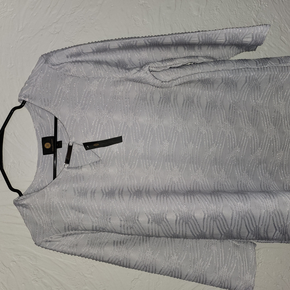 JM Collection Silver Textured Top